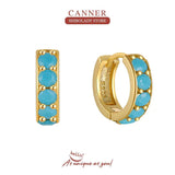 Turquoise Earrings Silver 925 Hoop Earrings 18K Wedding Fine Jewelry