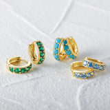 Turquoise Earrings Silver 925 Hoop Earrings 18K Wedding Fine Jewelry