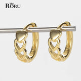 S925 Hollow Heart Chain Hoop Earrings Gothic Punk Circle Earring