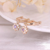 Purple Flower Silver 925 Earrings For Women Zirconia