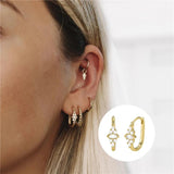 Crystal Horse Eye Earrings Hoop Silver 925 Wedding Party Accessories
