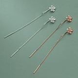 925 Silver Flower Threader Earrings for Women