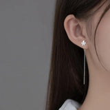 925 Silver Flower Threader Earrings for Women