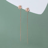 925 Silver Flower Threader Earrings for Women