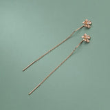 925 Silver Flower Threader Earrings for Women