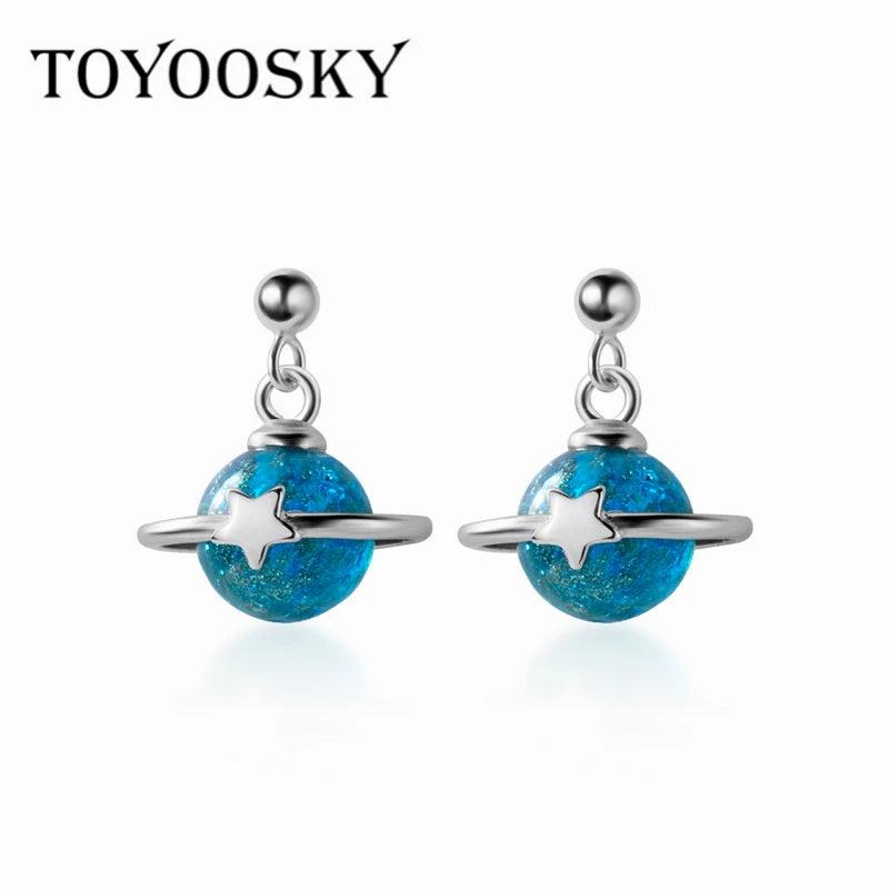 S925 Stamp Silver Women Planet Small Stud Earrings Ear Studs Girl Gift