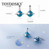 S925 Stamp Silver Women Planet Small Stud Earrings Ear Studs Girl Gift
