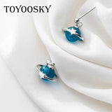 S925 Stamp Silver Women Planet Small Stud Earrings Ear Studs Girl Gift