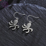 925 Silver Octopus Drop Earrings with Zircon