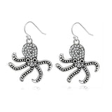 925 Silver Octopus Drop Earrings with Zircon