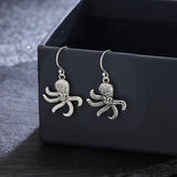 925 Silver Octopus Drop Earrings with Zircon