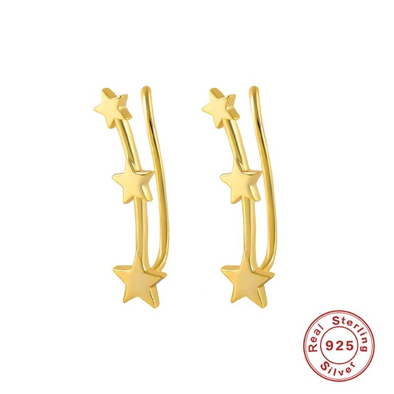 925 Silver Climb Star Heart Cuff Earrings Women's Ear Clips Jewelry