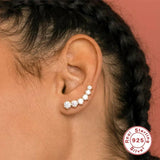925 Silver Climb Star Heart Cuff Earrings Women's Ear Clips Jewelry