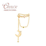 Sterling Silver Earcuff Geometric Tassel Chain Zircon Earring