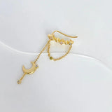 Sterling Silver Earcuff Geometric Tassel Chain Zircon Earring