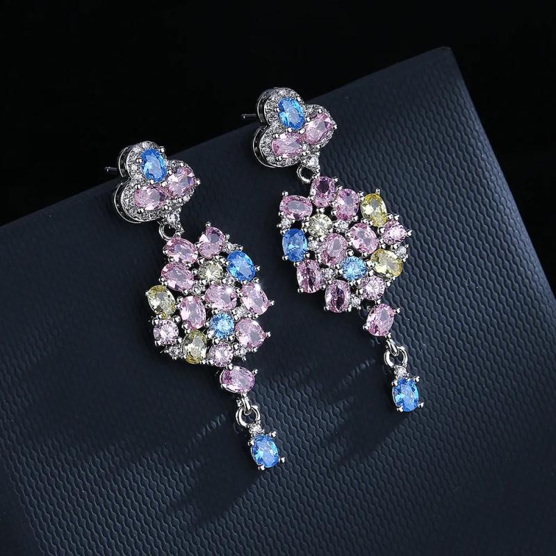 Silver Cubic Zirconia Drop Earrings for Women