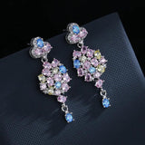 Silver Cubic Zirconia Drop Earrings for Women
