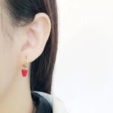 925 Silver Red Heart Hoop Earrings Fine Jewelry