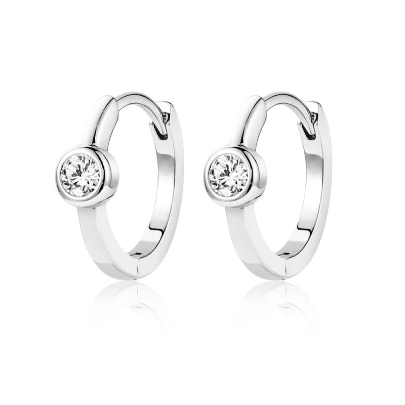 925 Silver Moissanite Huggie Hoop Earrings Wedding Jewelry