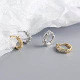 JShine S925 Sterling Silver CZ Earrings Round Zircon Hoop Earrings