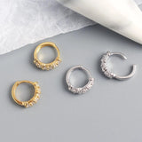 JShine S925 Sterling Silver CZ Earrings Round Zircon Hoop Earrings