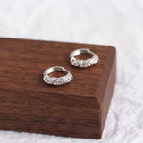 JShine S925 Sterling Silver CZ Earrings Round Zircon Hoop Earrings
