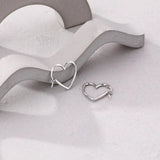 925 Sterling Silver Love Heart Hoop Earrings Women's Trending Jewelry