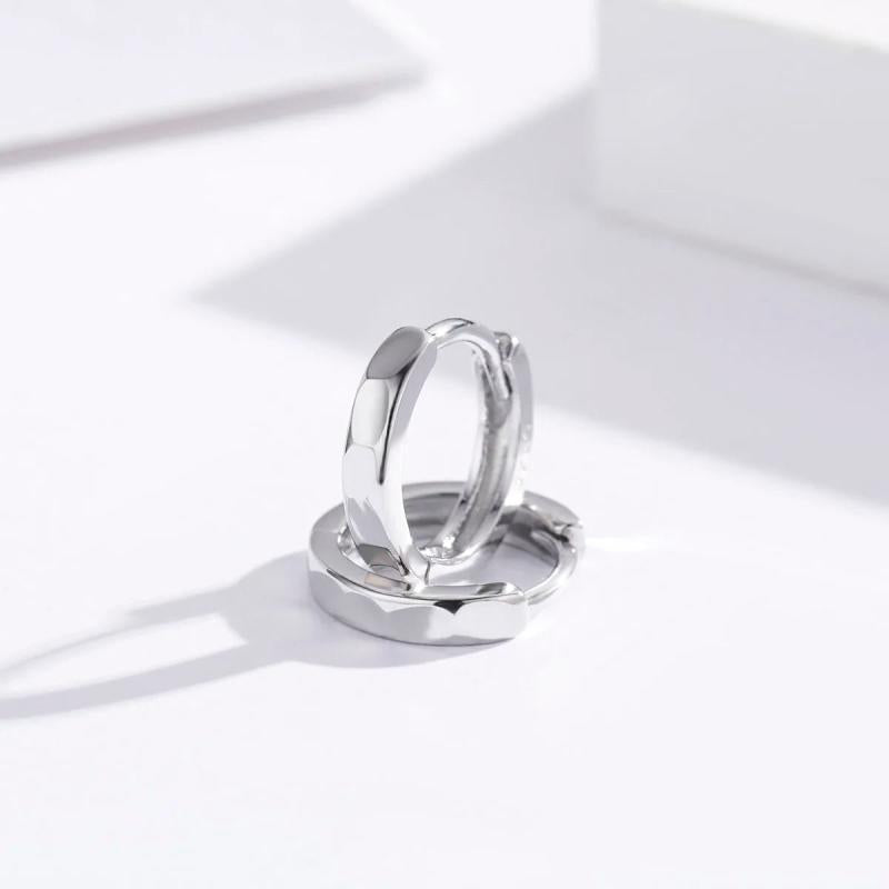 925 Silver Engraved Oval Huggie Hoop Earrings For Girls Kids