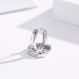 925 Silver Engraved Oval Huggie Hoop Earrings For Girls Kids