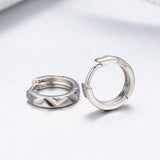 925 Silver Engraved Oval Huggie Hoop Earrings For Girls Kids