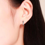 925 Silver Engraved Oval Huggie Hoop Earrings For Girls Kids