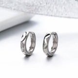 925 Silver Engraved Oval Huggie Hoop Earrings For Girls Kids