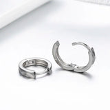 925 Silver Engraved Oval Huggie Hoop Earrings For Girls Kids