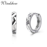 925 Silver Engraved Oval Huggie Hoop Earrings For Girls Kids