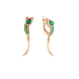 925 Silver Green Zircon Flower Stud Earrings U Shape Wrap Earrings