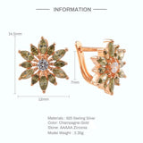 925 Silver Green Zircon Flower Stud Earrings U Shape Wrap Earrings