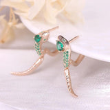 925 Silver Green Zircon Flower Stud Earrings U Shape Wrap Earrings