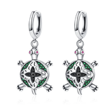 925 Silver Turtle Zircon Drop Earrings for Women Party Jewelry