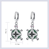 925 Silver Turtle Zircon Drop Earrings for Women Party Jewelry