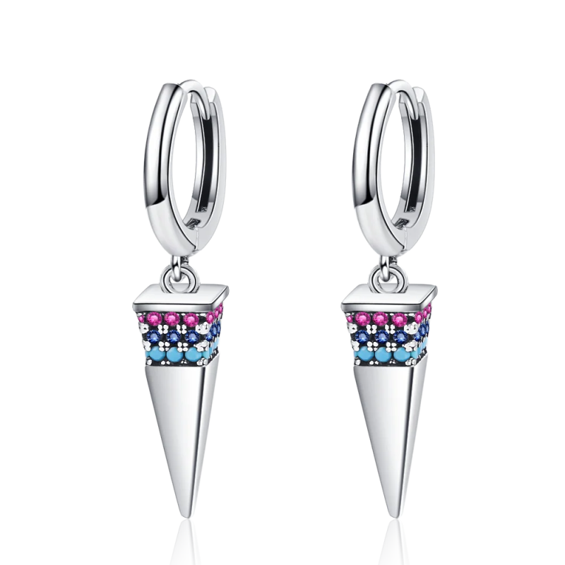 925 Silver Triangle Pendant Earrings with Zircon