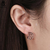 14K Plated Sterling Silver Triple Hoop Huggie Earrings APE46