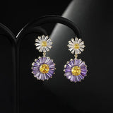 Flower Drop Earrings S925 Silver Needle Tassel Women Jewelry