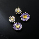 Flower Drop Earrings S925 Silver Needle Tassel Women Jewelry