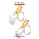 Pearl 925 Silver Earrings Drop Huggie Pendientes Con Perlas