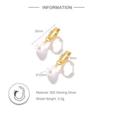 Pearl 925 Silver Earrings Drop Huggie Pendientes Con Perlas
