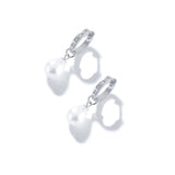 Pearl 925 Silver Earrings Drop Huggie Pendientes Con Perlas