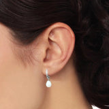 Pearl 925 Silver Earrings Drop Huggie Pendientes Con Perlas