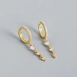 925 Silver Geometric Zircon Tassel Earrings Light Silver Wedding Jewelry
