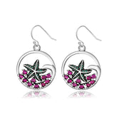 Zircon Starfish Drop Earrings 925 Silver Party Jewelry