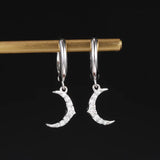 S925 Silver Cross Moon Zircon Hoop Earrings